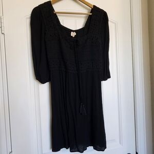 205 Collins crocheted black boho dress medium